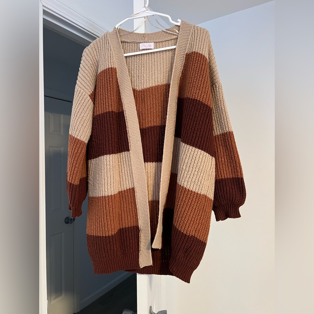 Pink Lily Multicolor Striped Cardigan